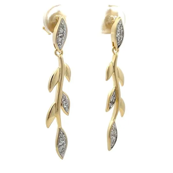 Vermeil Vine Design Drop Earrings with Sapphire Image 2 Hudson Valley Goldsmith New Paltz, NY