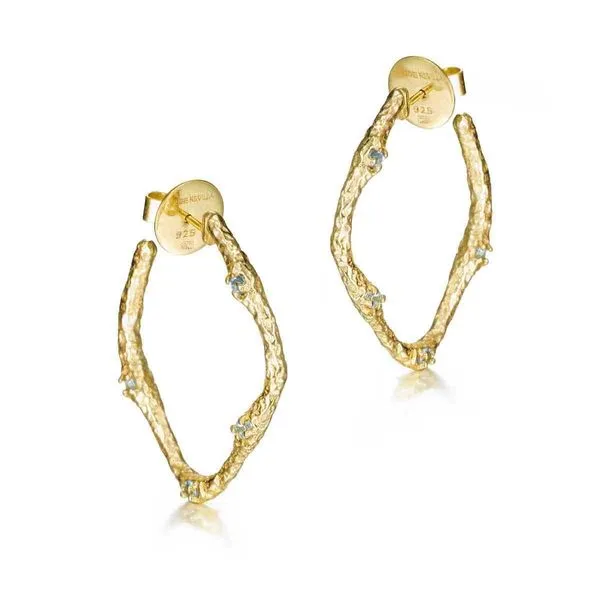 Blue Topaz 18k Gold Vermeil Earrings Hudson Valley Goldsmith New Paltz, NY