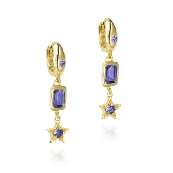 18k Gold Vermeil Iolite Earrings Hudson Valley Goldsmith New Paltz, NY
