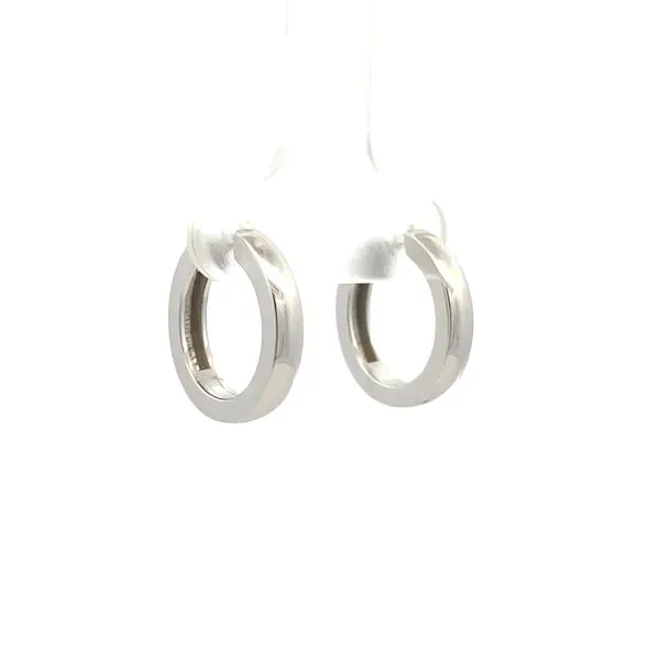 Polished Silver Huggie Hoop Earrings Image 2 Hudson Valley Goldsmith New Paltz, NY