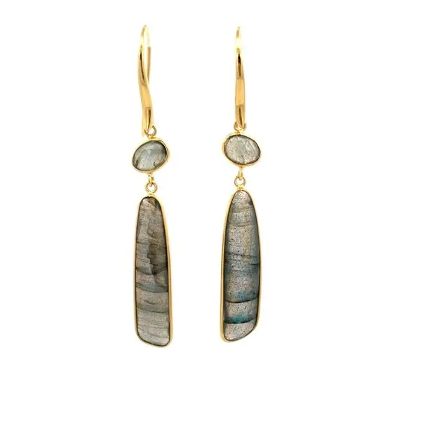 Labradorite Drop Earrings in Gold Vermeil Hudson Valley Goldsmith New Paltz, NY