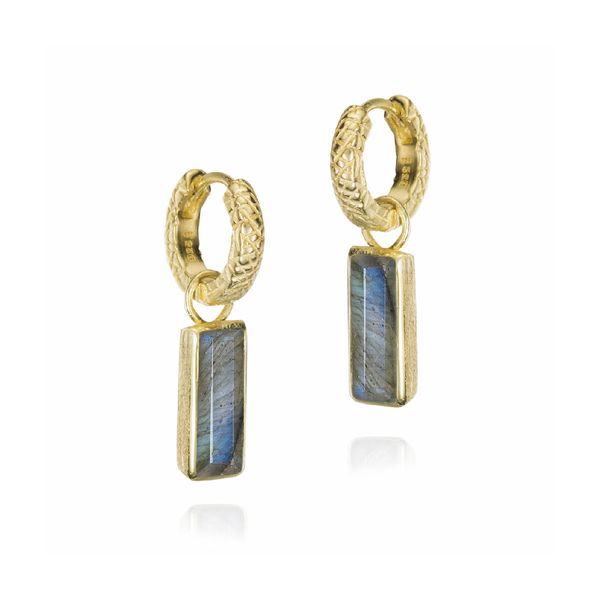 Labradorite Hoop Earrings in 18K Gold Vermeil and Sterling Silver Hudson Valley Goldsmith New Paltz, NY