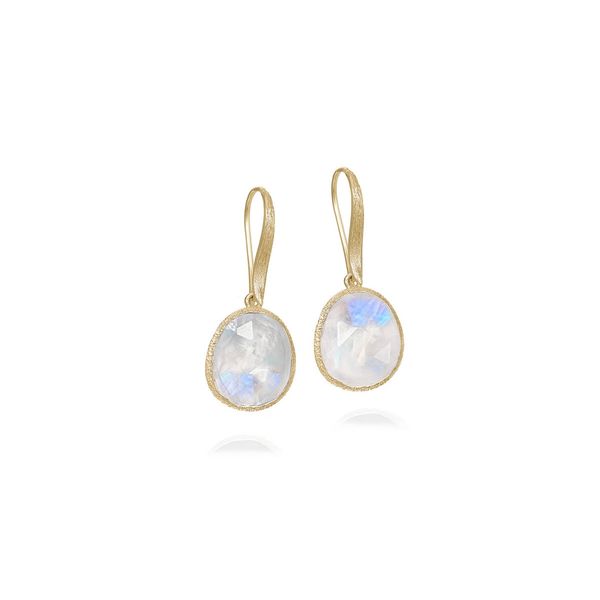 Rainbow Moonstone Hook Earrings in 18K Gold Vermeil and Sterling Silver Hudson Valley Goldsmith New Paltz, NY
