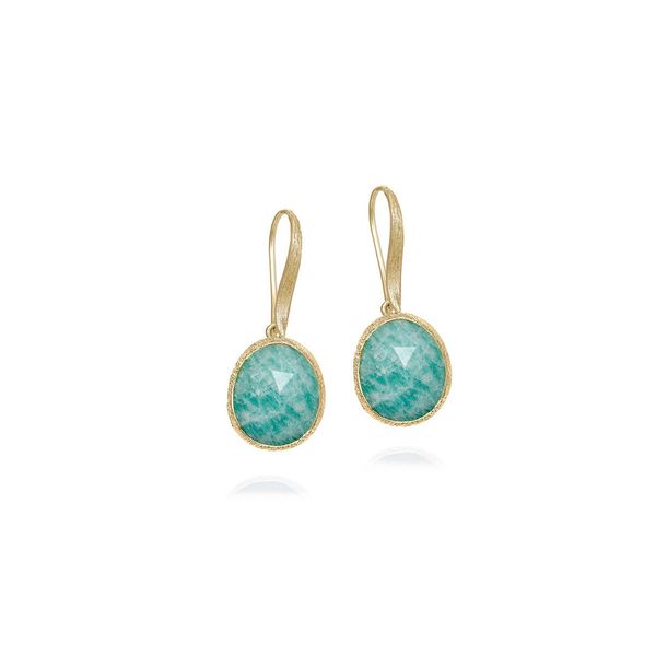 Amazonite Hook Earrings in 18K Gold Vermeil and Sterling Silver Hudson Valley Goldsmith New Paltz, NY