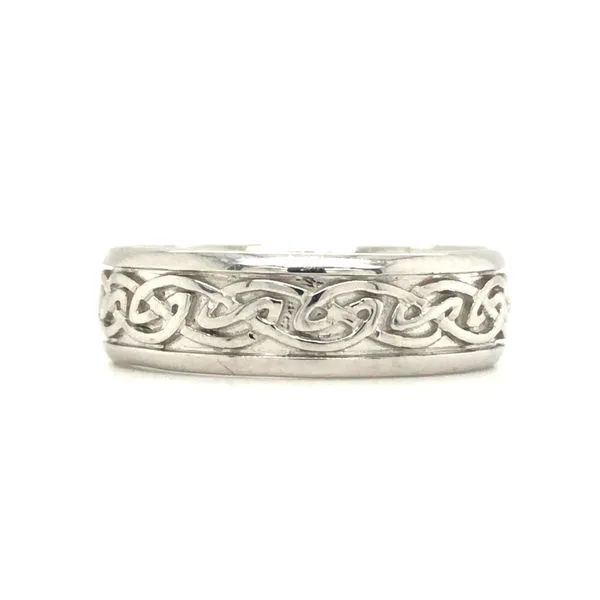14K white gold celtic knot 6.5mm wedding band Hudson Valley Goldsmith New Paltz, NY