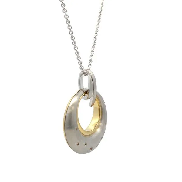 Sterling Silver Vermeil Circle White Sapphire Necklace Image 3 Hudson Valley Goldsmith New Paltz, NY