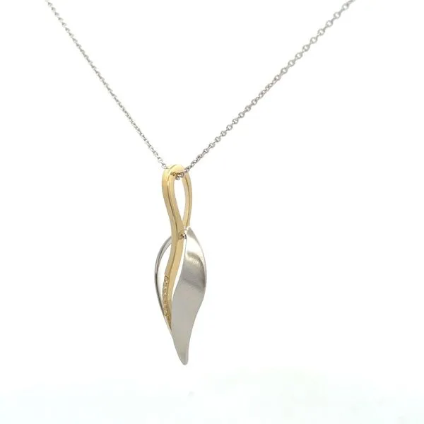 Sterling Silver Vermeil Leaf White Sapphire Necklace Image 2 Hudson Valley Goldsmith New Paltz, NY