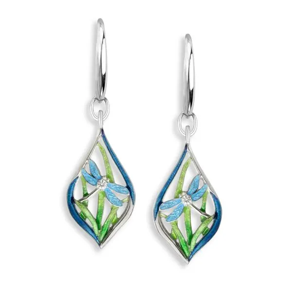 Blue Dragonfly Enamel Earrings Hudson Valley Goldsmith New Paltz, NY