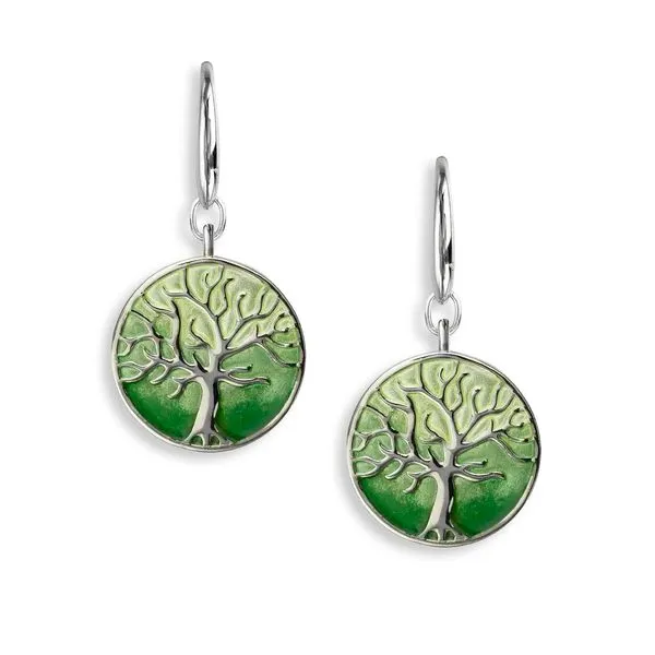 Green Tree of Life Enamel Earrings Hudson Valley Goldsmith New Paltz, NY