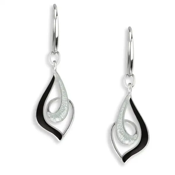Black Marquise Enamel Earrings Hudson Valley Goldsmith New Paltz, NY