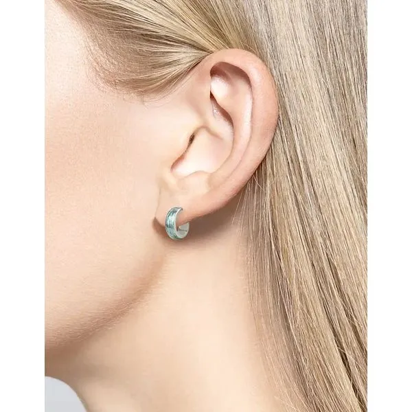 Sterling Silver Grey Enamel Huggie Post Earrings Image 2 Hudson Valley Goldsmith New Paltz, NY