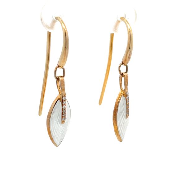 Sterling Silver & Gold Vermile Petal Dangle Earrings Image 3 Hudson Valley Goldsmith New Paltz, NY