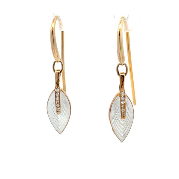 Sterling Silver & Gold Vermile Petal Dangle Earrings Hudson Valley Goldsmith New Paltz, NY