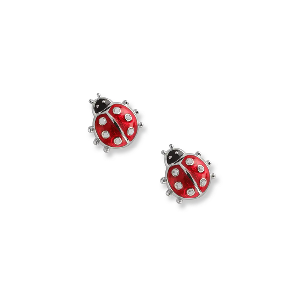 Sterling Silver Ladybug Enamel Post Earrings Hudson Valley Goldsmith New Paltz, NY