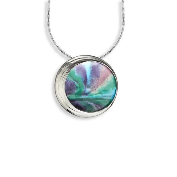 Multi Color Aurora Circle Necklace Sterling Silver Hudson Valley Goldsmith New Paltz, NY