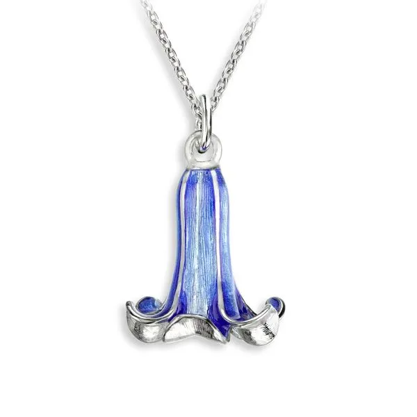 Blue Trumpet Flower Enamel Necklace Hudson Valley Goldsmith New Paltz, NY