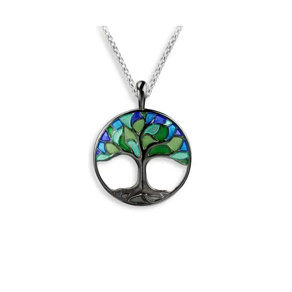 Green Tree of Life Enamel Necklace Hudson Valley Goldsmith New Paltz, NY