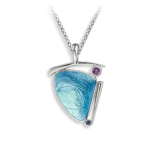 Blue Triangle Enamel Necklace Hudson Valley Goldsmith New Paltz, NY