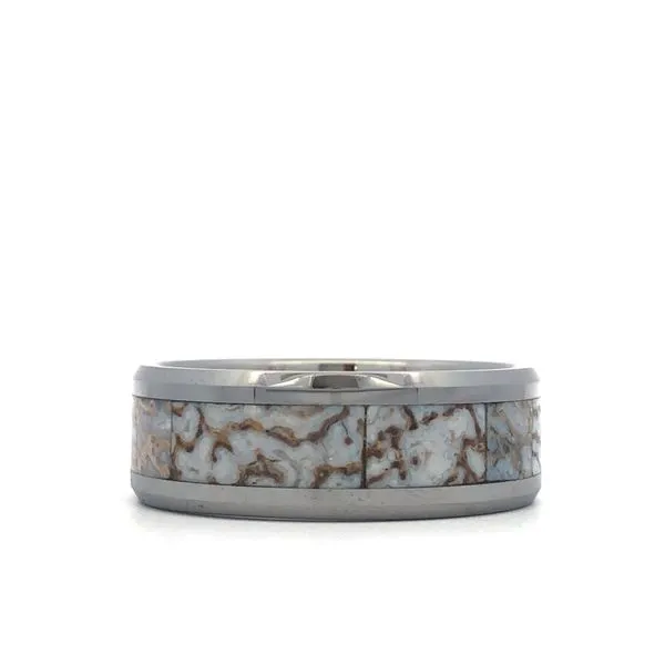MESOZOIC Tungsten Dinosaur Bone Inlay Ring Image 2 Hudson Valley Goldsmith New Paltz, NY