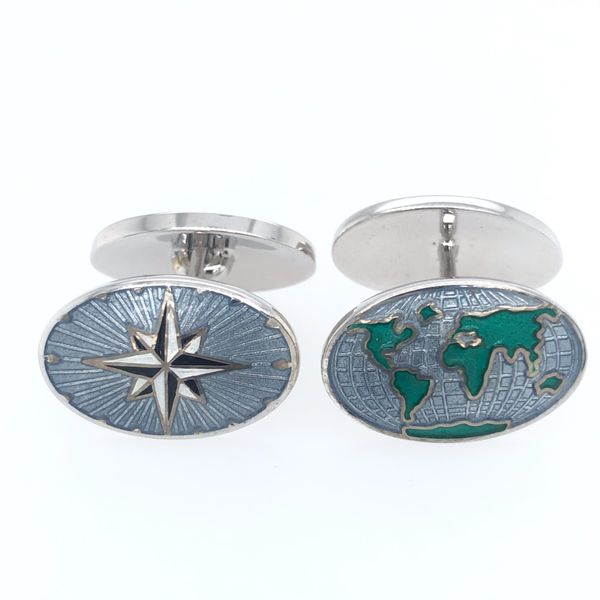Sterling silver Globe/Compass cuff links Hudson Valley Goldsmith New Paltz, NY