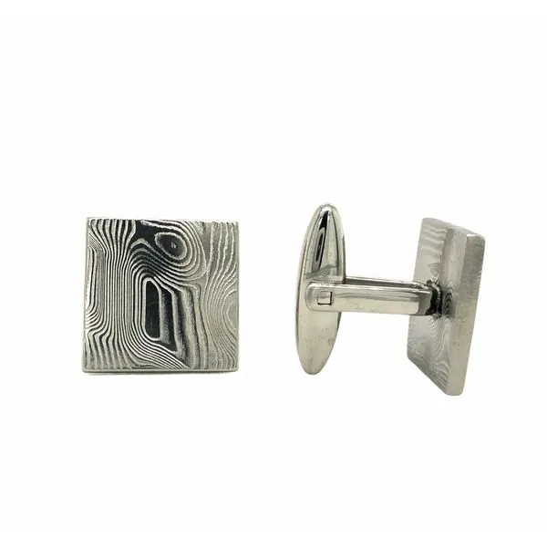 Large square damascus cufflinks with stainless steel findings oxidized matte finish Large square damascus cufflinks with stainle Hudson Valley Goldsmith New Paltz, NY