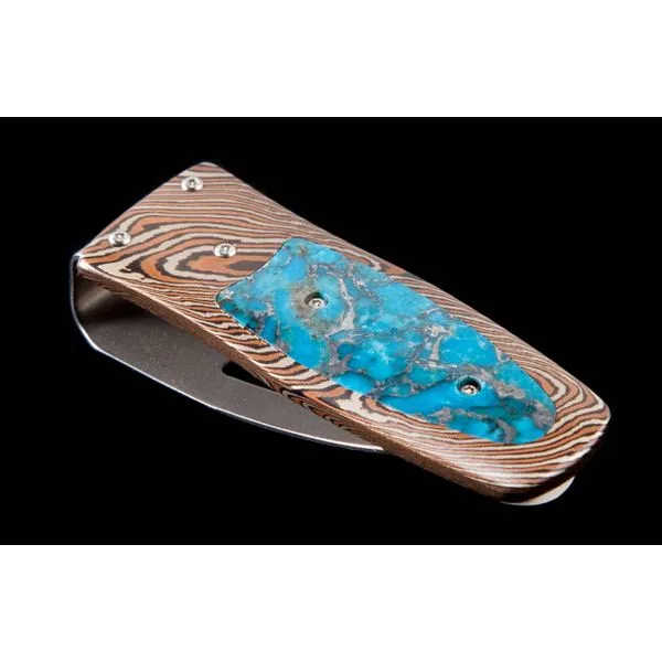 Sundance - Frame In Hand-Forged Mokuke Gane Mike Sakmar, Inlaid With Zinc Matrix Turquoise.The Clip Is Machined And Blast-Polish Hudson Valley Goldsmith New Paltz, NY