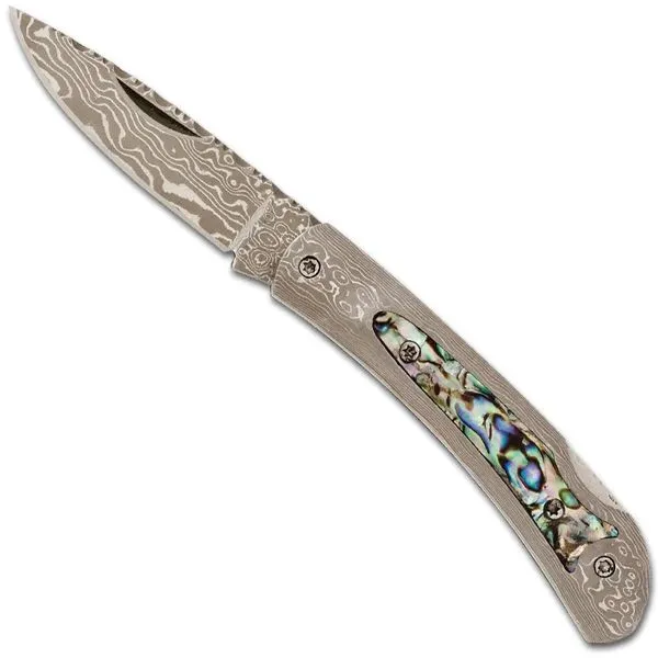 Damascus Lock Back Abalone Inlay 3