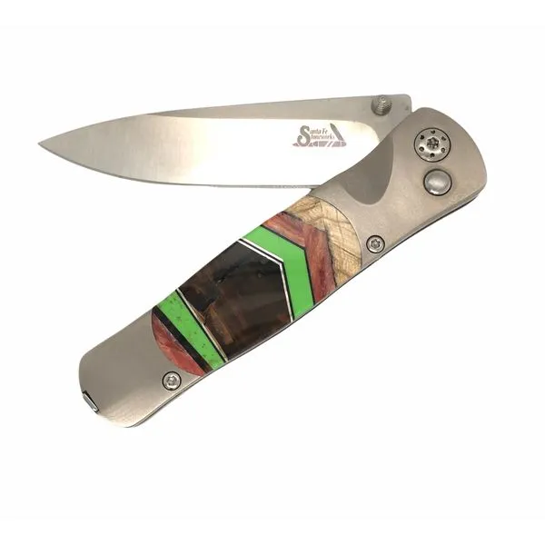 Custom Double Sided Green Turquoise and Mammoth Tooth Pocket Knife Hudson Valley Goldsmith New Paltz, NY