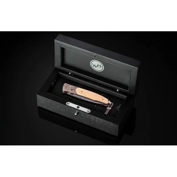 Hand-Forged Mokume Gane Folding Knife with Yankee Stadium Wood Image 2 Hudson Valley Goldsmith New Paltz, NY