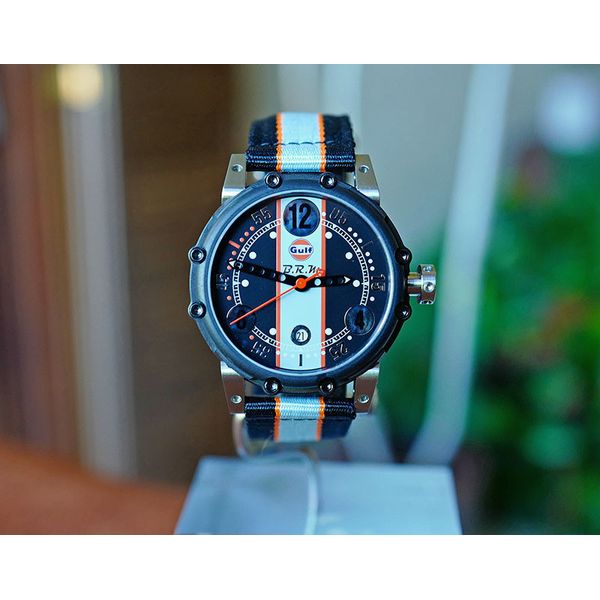 BRM BT6 Carburator Style Titanium PVD Limited Edition Gulf Watch 44mm Ref: BT6-46-GULF Huffords Jewelry Frontenac, MO