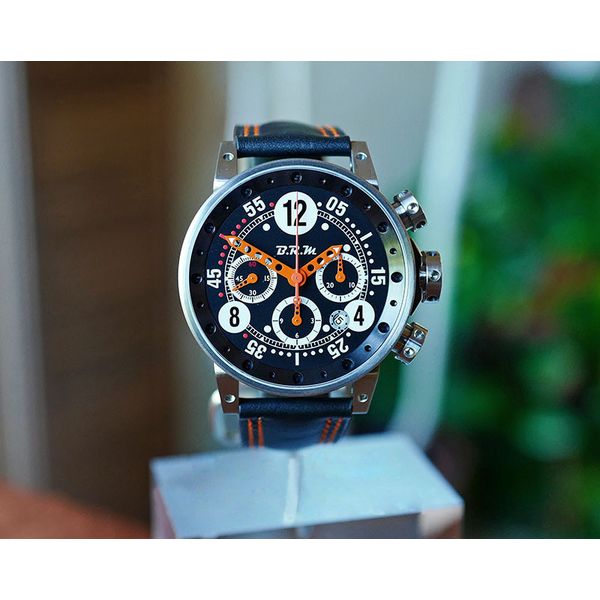 BRM V12 Automatic Date Chronograph Black & Orange Dial 44mm Ref: V12-44-BN-CN-AO Huffords Jewelry Frontenac, MO