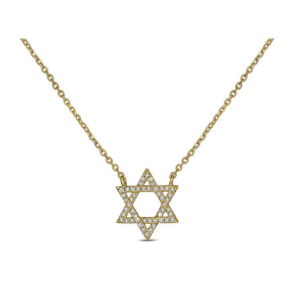 14K Yellow Gold Diamond Star of David Pendant Necklace Huffords Jewelry Frontenac, MO
