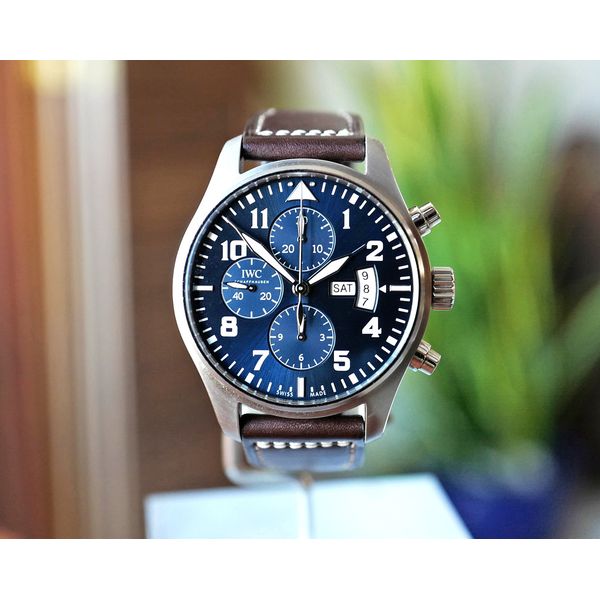 IWC Pilots Chronograph Petite Prince LTD Blue Dial Steel 43mm Watch Ref. IW377706 Huffords Jewelry Frontenac, MO