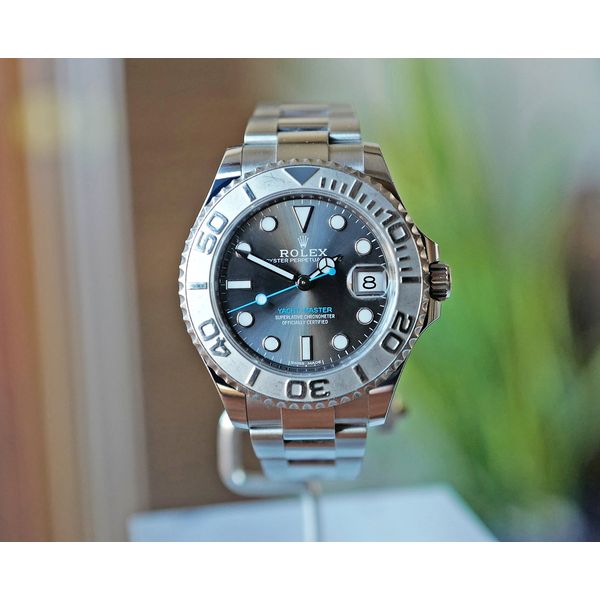 Rolex Yachtmaster 37 Oyster, Rhodium Dial Platinum & Oystersteel 37mm Ref. 268622 Huffords Jewelry Frontenac, MO