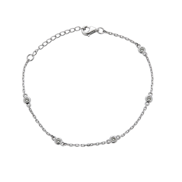 14K White Gold Five-Station Diamond Bezel Bracelet Huffords Jewelry Frontenac, MO