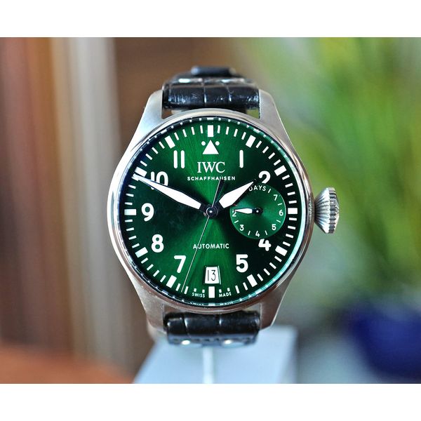 IWC Big Pilot Automatic 7 Days Mvmt Green Dial Steel 46mm Watch Ref. IW501015 Huffords Jewelry Frontenac, MO