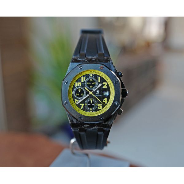 Audemars Piguet Royal Oak Offshore Chronograph Carbon Bumblebee 42mm Ref. 26176FO.OO.D101CR.02 Huffords Jewelry Frontenac, MO