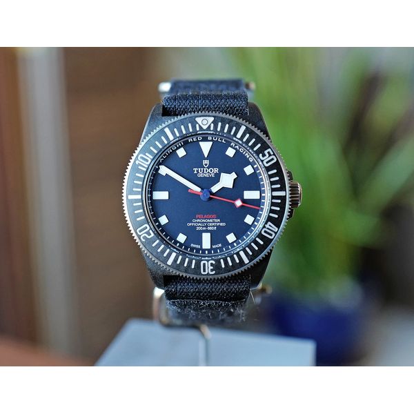 Tudor Pelagos FXD Alinghi Red Bull Racing Edition Blue Dial Carbon 42mm Watch. Ref. M25707KN-0001 Huffords Jewelry Frontenac, MO
