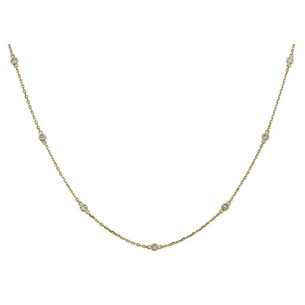 14K Yellow Gold Ten-Station Diamond Bezel Necklace Huffords Jewelry Frontenac, MO