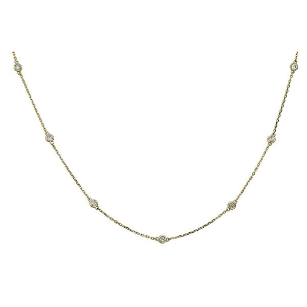 14K Yellow Gold Diamond Bezel Station Necklace Huffords Jewelry Frontenac, MO