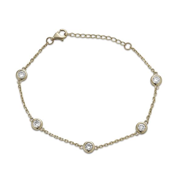 14K Yellow Gold Five-Station Diamond Bezel Bracelet Huffords Jewelry Frontenac, MO