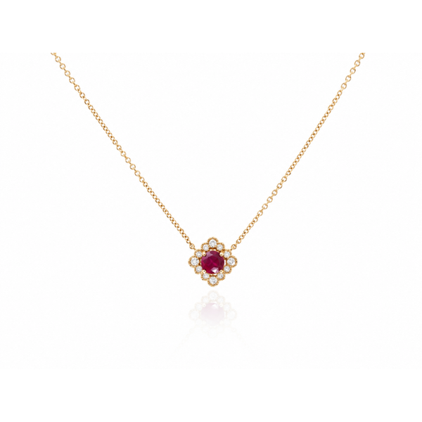 Ruby and Diamond Pendant Necklace Huffords Jewelry Frontenac, MO