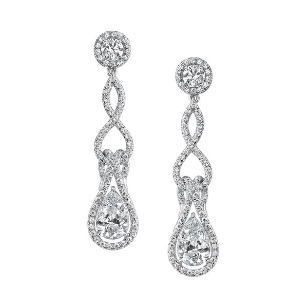 Pear Diamond Intricate Dangle Earrings Huffords Jewelry Frontenac, MO