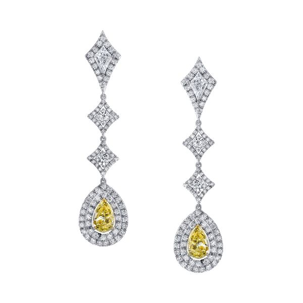 Yellow Pear Diamond Dangle Earrings Huffords Jewelry Frontenac, MO
