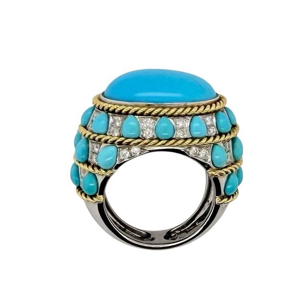 Turquoise and diamond cocktail ring Huffords Jewelry Frontenac, MO