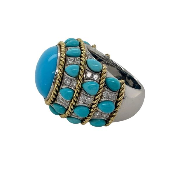 Turquoise and diamond cocktail ring Image 3 Huffords Jewelry Frontenac, MO
