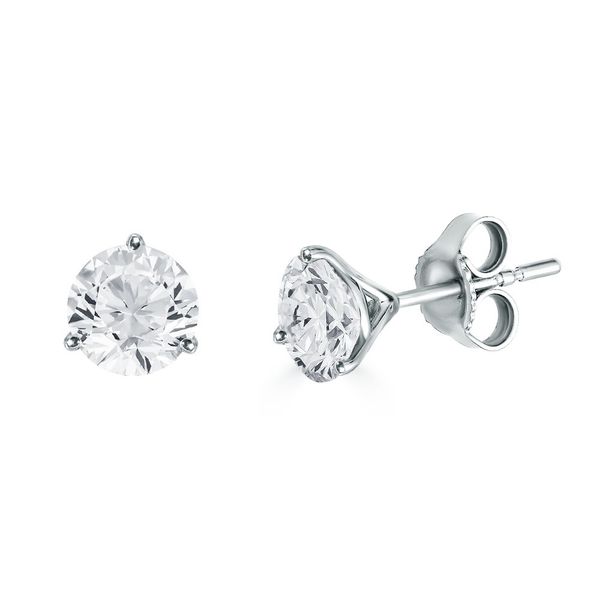 14K White Gold Martini Diamond Stud Earrings Huffords Jewelry Frontenac, MO