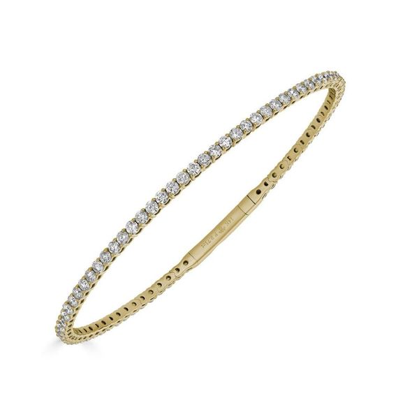 14K Yellow Gold Diamond Tennis Flex Bangle Bracelet Huffords Jewelry Frontenac, MO