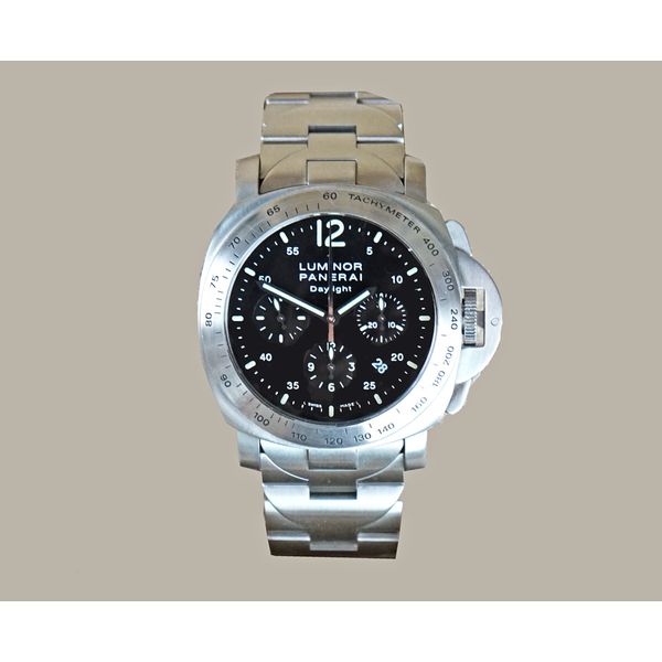Panerai PAM 236 Luminor Daylight Chronograph Black Dial on Bracelet Steel 44mm Watch Ref. PAM00236 Preowned Huffords Jewelry Frontenac, MO
