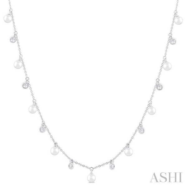14K White Gold Station Necklace Huffords Jewelry Frontenac, MO
